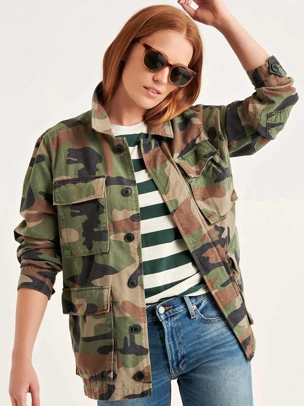 Lucky Brand Camouflage Utility Jacket Green & Brown Large